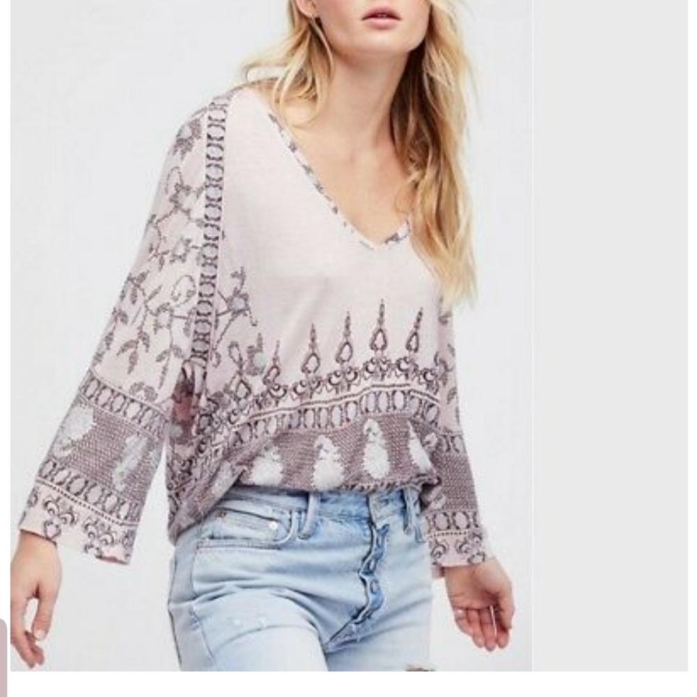Free People Medallion Bell Sleeve Top NWT
